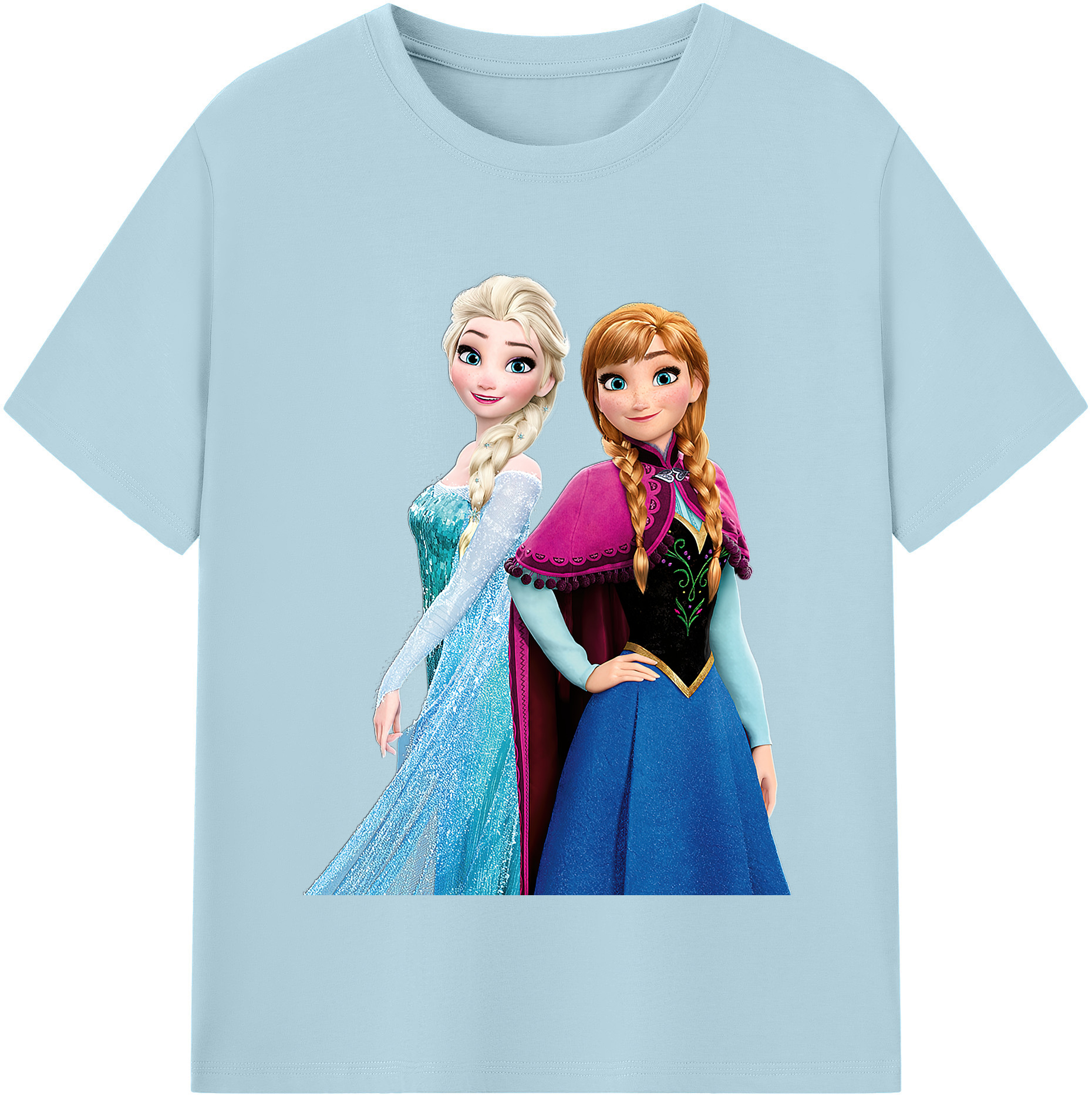 （画像用） アナと雪の女王 アンナ エルサ Frozen Anna Elsa 綿100％半袖Tシャツ（フロントプリント）